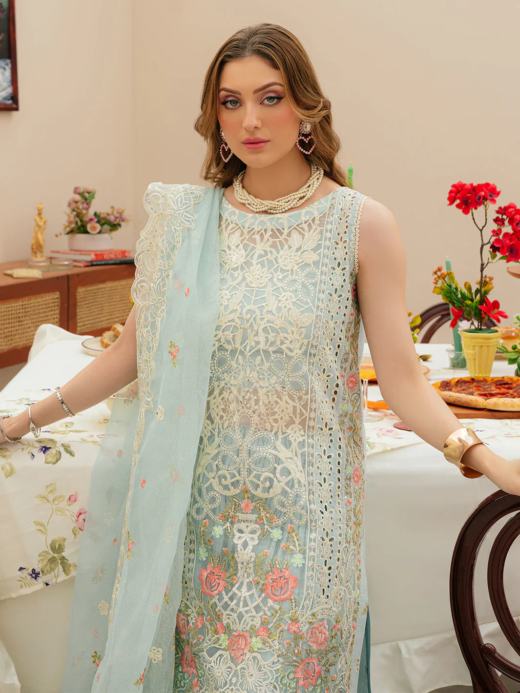 MAH NUR - 3PC Lawn Embroidered Suit - USME-012036