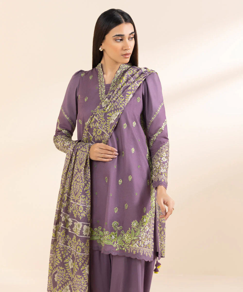 Sapphire - 3PC Lawn Embroidered Suit - USME-012044