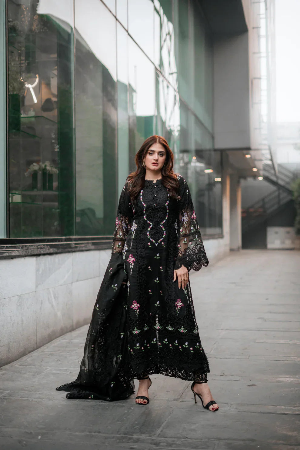 Qalamkar - 3PC Lawn Embroidered Suit - USME-012063