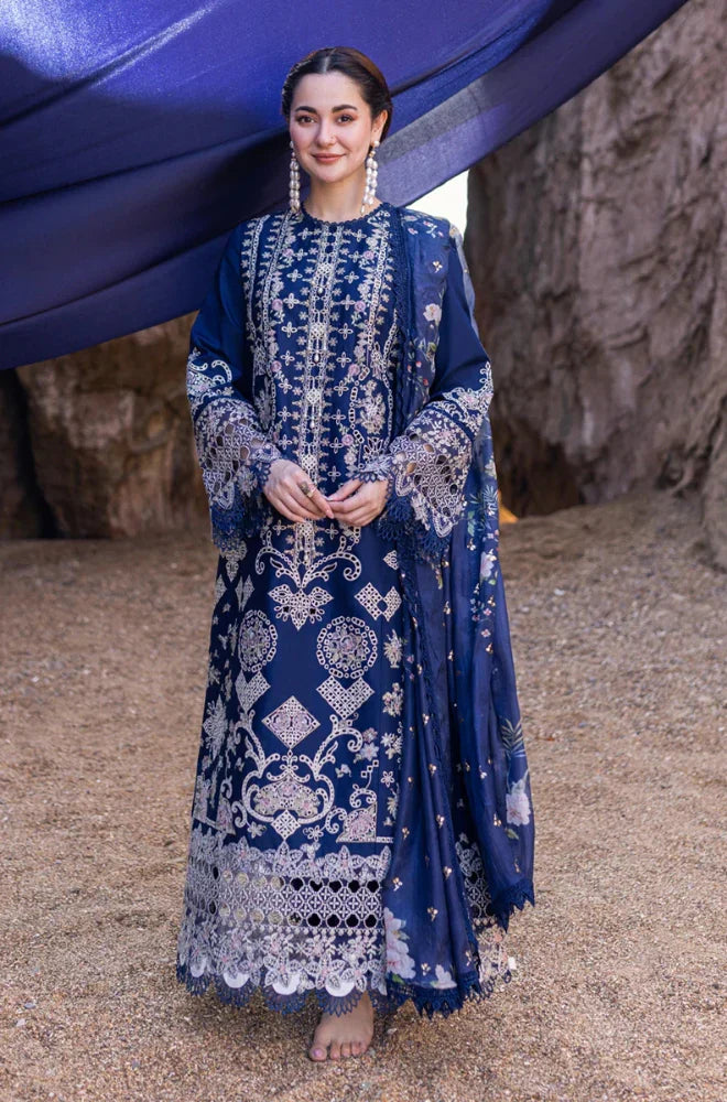 Qalamkar - 3PC Lawn Embroidered Suit - USME-012084