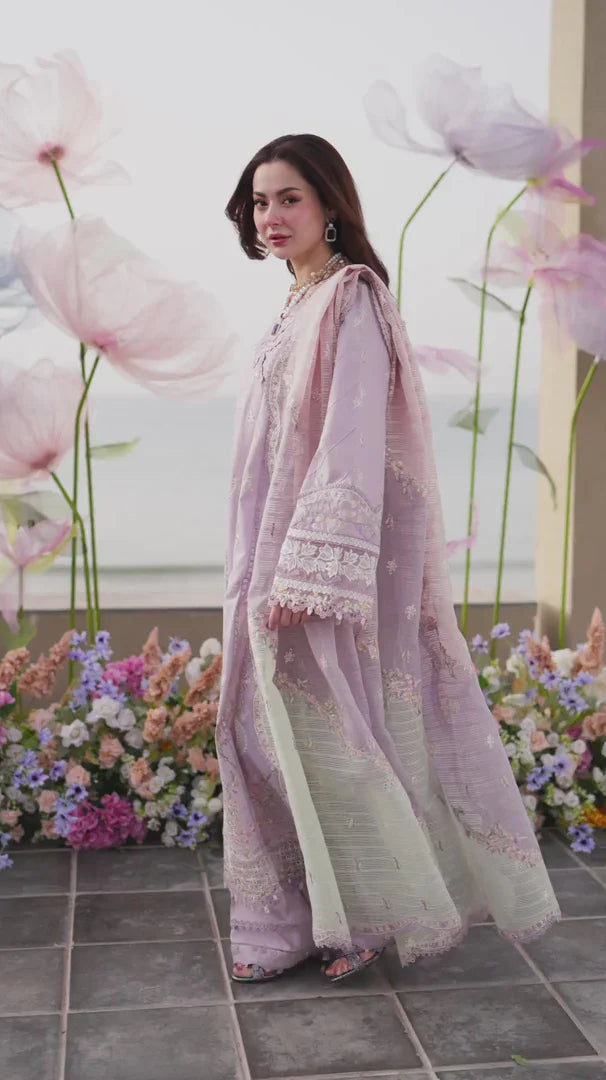 Qalamkar - 3PC Lawn Embroidered Suit - USME-012069